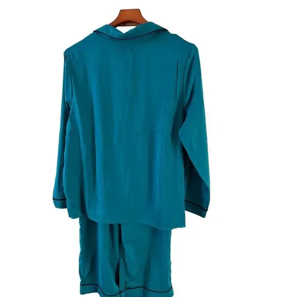 House of Harlow 1960 Boyfriend Pajama Loungewear Set Emerald Green L - Picture 5 of 6